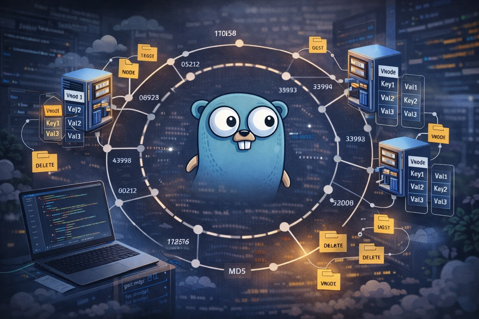 LimeDB: Architectural Shift to Go with Consistent Hashing